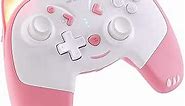 KINVOCA Wireless Controller for Nintendo Switch/Switch Lite, Cute Pro Controller with Turbo, Motion, Vibration, Wake-Up, Headphone Jack and Breathing Light - Pink