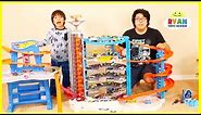 Ryan's Biggest Hot Wheels Collection Playset and Super Ultimate Garage Cars!!!