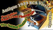 1939 Antique RCA Victor Victrola Portable Hand Crank Phonograph The Talking Machine