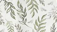 KIKitchen Green Leaf Wallpaper Peel and Stick 17.5" x 393" Floral Leaf Contact Paper Vintage Self Adhesive Wallpaper, Waterproof, Vinyl Wall Covering for Bedroom Cabinet Countertop Decor