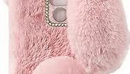 Fluffy Fur Plush Case for Moto G Play Cute Bunny Furry Girly Cover 3D Animal Fuzzy Protective Case Faux Rabbit Cony Hair Kawaii Kid Toy Fun Women Phone Shell for Moto G Play 2021 Pink