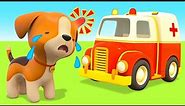 Coches y animales. Vehículos de Servicio. Dibujos animados para niños en español