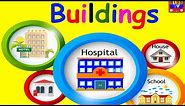 BUILDINGS VOCABULARY for Beginners, Kids, Kindergarten with Emojis - Learn Building Names in English