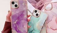 IMIRST Case for iPhone 14 Plus Marble Phone Case Slim Glossy Soft TPU Shockproof Protective Cover for Women Men Stylish Phone Cases for Apple iPhone 14 Plus Rose Gold Marble YB IMD2