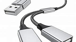 MOGOOD USB Splitter Cable USB y Splitter Adapter Dual USB 2.0 Power Cord Extension for Charging/Data Transfer Dual Double USB Port Extender Hub Extra Multiport Data Split Adapter for Laptop/Mac/Car