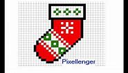 Christmas Sock Pixel Art How to Draw #PixelArt
