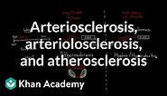 Arteriosclerosis, arteriolosclerosis, and atherosclerosis | Health & Medicine | Khan Academy