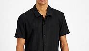 I.N.C. International Concepts Men's Rib Knit Button-Up Short-Sleeve Shirt, Created for Macy's - Macy's