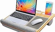 HUANUO Lap Desk - Fits up to 17 inches Laptop Desk, Built in Mouse Pad & Wrist Pad for Notebook, Laptop, Tablet, Laptop Stand with Tablet, Pen & Phone Holder (Wood Grain)