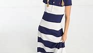Polo Ralph Lauren stripe pique polo dress in navy/white | ASOS