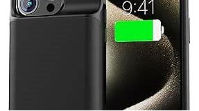 Maskui iPhone 15 Pro and iPhone 15 Battery Case 5000mAh, Battery Pack Charging Case, Battery Extended Charger Built in Case Battery for iPhone 15 15 Pro (6.1 inch) Black