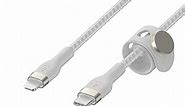 Belkin BoostCharge Pro Flex Braided USB Type C to Lightning Cable (3M/10ft), MFi Certified 20W Fast Charging PD Power Delivery for iPhone 14, 13, 12, 11, Pro, Max, Mini, SE, iPad - White