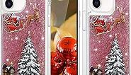 Changjia Glitter Christmas Case for iPhone 11, Cute Christmas Tree Santa Elk Liquid Flowing Floating Moving Bling Sparkle Clear TPU Bumper Shockproof Women Girls Phone Case for iPhone 11 6.1" (Pink)