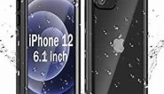 Janazan iPhone 12 Pro Max Waterproof Case, Clear Sound Quality Full Body Protective Case with Built-in Screen Protector, Heavy Duty Shockproof Sandproof for iPhone 12 Pro Max 6.7 inch (Black)