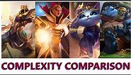 COMPLEXITY COMPARISON of heroes between League Of Legends and Dota 2. (=/= difficulty)