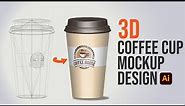 A 3D Coffee Cup Mockup Design with Adobe Illustrator #adobeillustrator