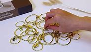 44 Pack Gold Curtain Rings with Clips, Curtain Hooks for Hanging, Heavy Duty Drapery Rings, Polish Rustproof Curtain Clips Hangers for Drapes, 1.5" Interior Diameter, Fits up to 1.25" Rods