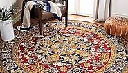 SAFAVIEH Classic Collection 8' Round Red / Navy CL763B Handmade Traditional Oriental Premium Wool Area Rug