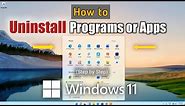 How to Uninstall Programs or Apps in Windows 11