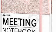 Elegant Meeting Notebook for Work with Action Items, Premium Leatherette Hardcover Meeting Planner with Numbered Pages, 7 x 10" Project Planner Notebook for Office Business Meeting Notes Agenda Organizer for Men & Women, 168 Pages (Rose Gold)