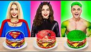 Superhero Chocolate Food Challenge | Eating Hero VS Real Food for 24 HRS! Mukbang by RATATA BOOM