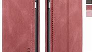 Case for iPhone SE 2022/iPhone SE 2020/iPhone 8/iPhone 7,[Premium Leather] [Soft TPU] [RFID Blocking][Card Slots] [Magnetic Kickstand] Flip Wallet Case for iPhone 7/8/ iPhone SE (2020/2022)(Wine Red)