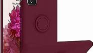 DUEDUE for Samsung Galaxy S20 FE 5G Case, Liquid Silicone Soft Gel Rubber Slim Cover with Ring Kickstand Car Mount Function Shockproof Protective Case for Samsung S20 FE 4G 6.5", Wine Red