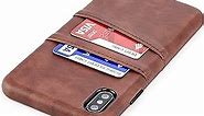 Dockem iPhone Xs Max Wallet Case: Built-in Metal Plate for Magnetic Mounting & 2 Credit Card Holders (6.5" Exec M2, Synthetic Leather, Brown)