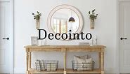 Decointo 24'' Round Mirror Wooden Circle Mirrors, Beads Farmhouse Mirrors for Wall Decor, Distressed Decorative Mirror Rustic Hanging Mirror for Bedroom, Bathroom, Living Room or Entryway