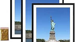 12x16 Wood Picture Frame Diamond Painting Frames 30x40cm Diamond Art Frame Display 12x16in / 30x40 cm Without Mat or 10x14 in/ 25x35cm with Mat 12 x 16 Photo Poster Frame Wall Hanging - Black 3 Pack