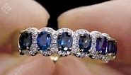 Sapphire and Diamond Halo Asteria Eternity Ring in 18K White Gold Version - FT89-UY