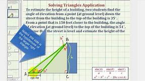 Ex: Law of Sines to Determine a Height of a Building Given Two Angles of Elevation
