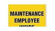 SmartSign Maintenance Employee Inside Standard Door Knob Hanger Tags | 3.75" x 8.875" Plastic, Black on Yellow Pack of 6