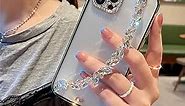 Compatible with iPhone 7 Plus/8 Plus Case,Cute Crystal Diamond Silicone Phone Case for Women Girl, Shiny Luxury Rhinestone Diamond Bracelet, Wrist Strap and Plating Soft TPU Bumper