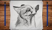 Fox Drawing : How To Draw Realistic Fox Drawing Tutorial