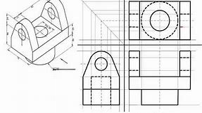 Engineering Drawing Tutorials / Orthographic Drawing with Sectional Front & Side view (T 7.2A)