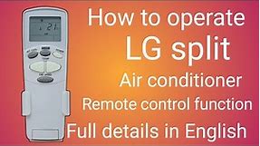 How to use lg air conditioner remote control function in English| lg split ac remote full details