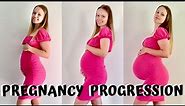 PREGNANT BELLY GROWTH | 10 - 38 WEEKS TRANSFORMATION | SECOND PREGNANCY WEEK BY WEEK BUMP PROGRESS