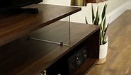 Wood and Glass Universal TV Stand with Open Shelves