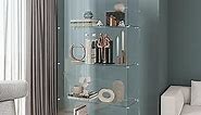 Beauty4U Glass Display Cabinet with 4 Shelves, 2 Doors Curio Cabinets for Living Room, Bedroom, Office, Black Floor Standing Glass Bookshelf, Quick Installation