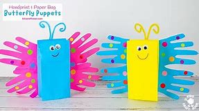 Make Pretty Paper Bag and Handprint Butterfly Puppets
