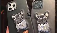 3D French Bulldog Leather iPhone Cases