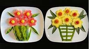 2 Beautiful Fruit Decoration With Pineapple & Watermelon /Fruits Art /Gaye Holder Fruits Decoration
