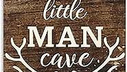 Little Man Cave Wood Sign Decor Home Vintage Little Man Cave Antlers Wood Pallet 7 x 7 Inch Rustic Brown Wall Hanging Sign Farmhouse Wall Decor for Baby Home Bedroom Living Room