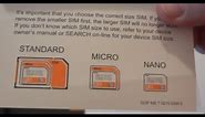 How to trim Cut out SIM Card for PrePaid AT&T GOPhone (Smartphone Tablet Nano Micro insert Samsung)