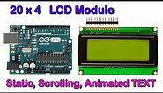 20 x 4 LCD module with Arduino uno interface