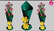 😱 (Day -5) 7 Day's Paper Craft Challenge|| DIY Paper Flower Vase || Handmade Flower Vase