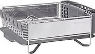 KitchenAid Compact Space Saving, Dish Rack with Removable Flatware Caddy and Angled Self Draining Drainboard, Satin Gray, 15-Inch-by-13.25-Inch