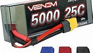 Venom Drive Series 25C 2S - 5000mAh 7.4V LiPo RC Hardcase Battery - Universal 2.0 Plug, Lithium Polymer 2 Cell - Soft Silicone Connector & Compatible w/Traxxas, Deans, EC3, 2WD, 4WD, Truck & Buggies