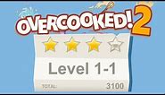 Overcooked 2. Level 1-1. 4 stars. 2 player Co-op